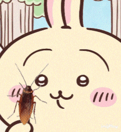 A Cartoon Character With A Cockroach On Its Face GIF