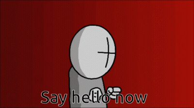 A Cartoon Character With A Cross On His Head Says Hello Say Hello Now GIF
