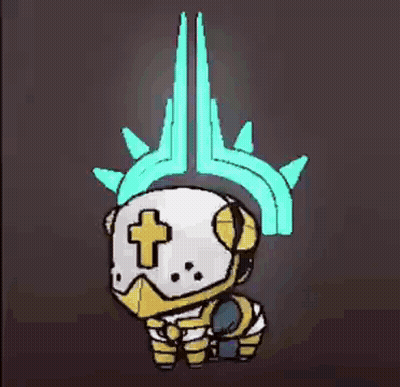 A Cartoon Character With A Cross On His Helmet GIF