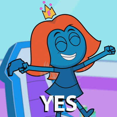 A Cartoon Character With A Crown On Her Head And The Word Yes Below Her GIF