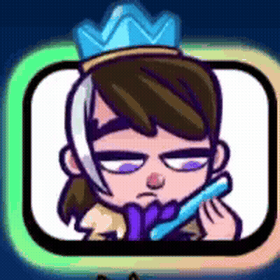 A Cartoon Character With A Crown On His Head Is Holding A Blue Object . GIF