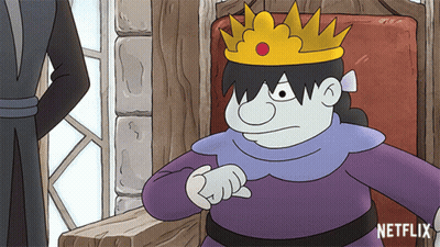 A Cartoon Character With A Crown On His Head Is Sitting In A Chair With Netflix Written On The Bottom Right GIF