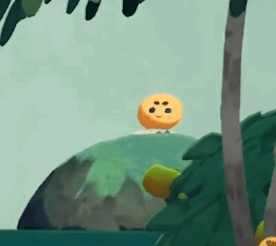 A Cartoon Character With A Face Is Sitting On A Hill GIF