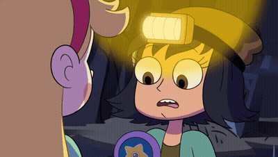 A Cartoon Character With A Flashlight On Her Head And A Badge With A Star On It GIF
