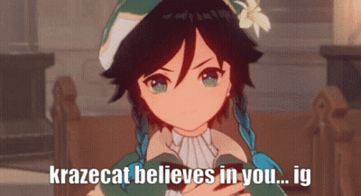 A Cartoon Character With A Flower In Her Hair Says Krazecat Believes In You GIF