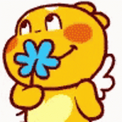 A Cartoon Character With A Flower In Its Mouth . GIF