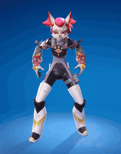 A Cartoon Character With A Fox Face And Pink Hair GIF