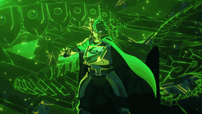 A Cartoon Character With A Green Cape And A Shield GIF