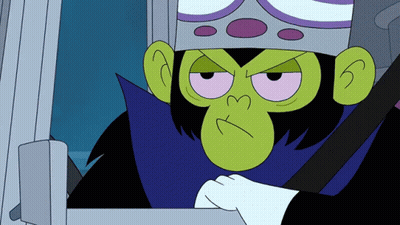 A Cartoon Character With A Green Face And A Purple Crown On His Head GIF
