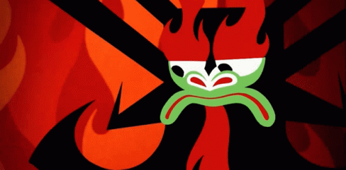 A Cartoon Character With A Green Face And A Red Background GIF