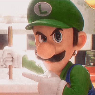 A Cartoon Character With A Green Hat And A L On It GIF