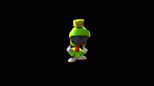 A Cartoon Character With A Green Helmet And A Red Skirt GIF