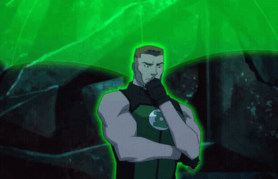 A Cartoon Character With A Green Lantern Emblem On His Chest GIF