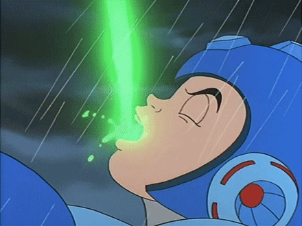 A Cartoon Character With A Green Light Coming From His Mouth GIF