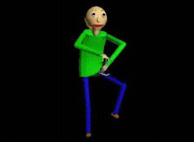 A Cartoon Character With A Green Shirt And Blue Pants Is Standing With His Hands On His Hips On A Black Background . GIF