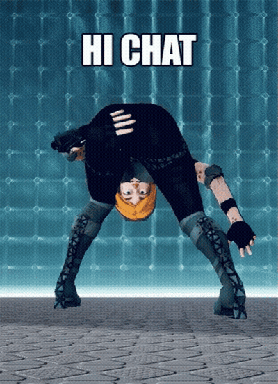 A Cartoon Character With A Gun And The Words Hi Chat GIF