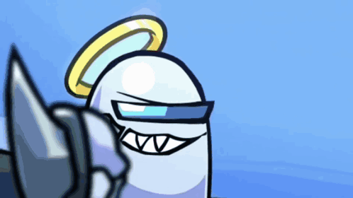 A Cartoon Character With A Halo On His Head And Sunglasses GIF