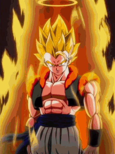 A Cartoon Character With A Halo On His Head Is Surrounded By Fire GIF