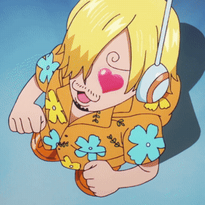 A Cartoon Character With A Heart On His Face And Flowers On His Shirt GIF