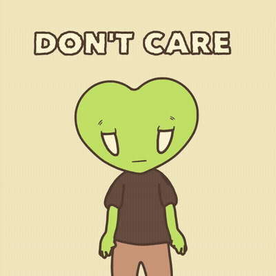 a cartoon character with a heart shaped head and the words " do n't care " below him
