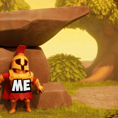 A Cartoon Character With A Helmet On Has The Word Me On His Chest GIF