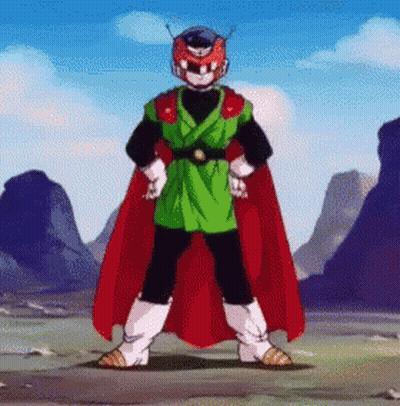 A Cartoon Character With A Helmet On His Head And A Cape GIF