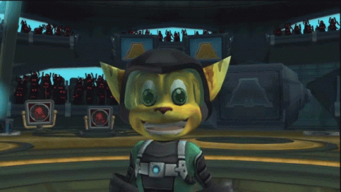 A Cartoon Character With A Helmet On Is Smiling In Front Of A Crowd GIF