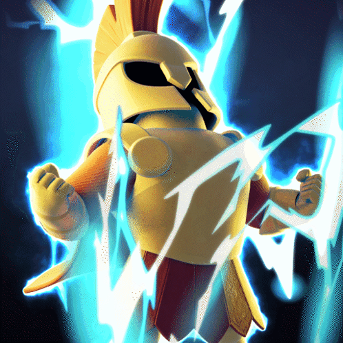 A Cartoon Character With A Helmet On Is Surrounded By Lightning Bolts GIF