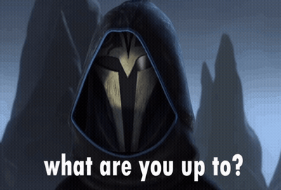 A Cartoon Character With A Hood And The Words " What Are You Up To " GIF