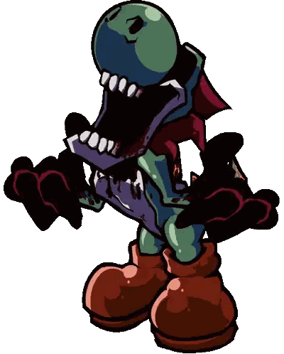 A Cartoon Character With A Huge Mouth And A Purple Head Sticker