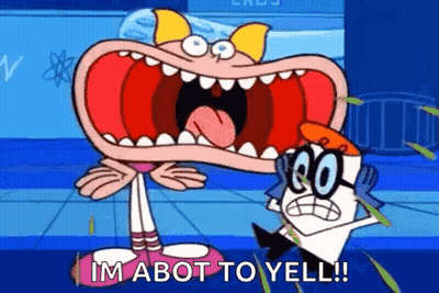A Cartoon Character With A Huge Mouth Is Standing Next To A Cartoon Character With A Huge Mouth . GIF