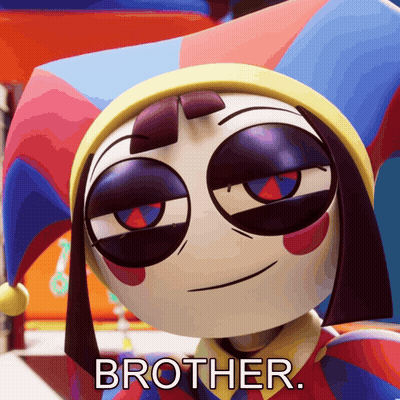 A Cartoon Character With A Jester Hat And The Word Brother Below Him GIF