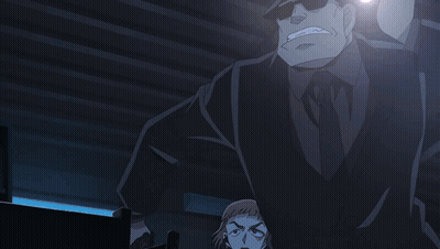 A Cartoon Character With A Light Coming Out Of His Eye GIF
