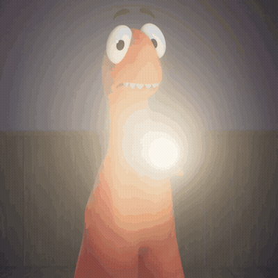 A Cartoon Character With A Light Coming Out Of His Mouth GIF