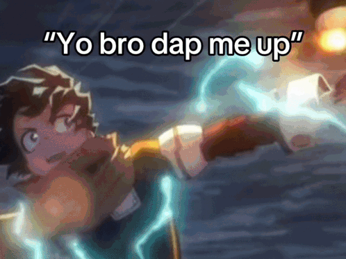 A Cartoon Character With A Lightning Bolt And The Words " Yo Bro Dap Me Up " On The Bottom GIF