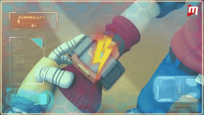 A Cartoon Character With A Lightning Bolt On His Wrist . GIF