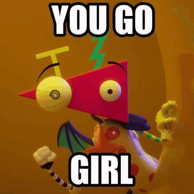 A Cartoon Character With A Lightning Bolt On Its Head And The Words You Go Girl Below It GIF