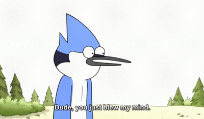 A Cartoon Character With A Long Nose Says Dude You Just Blew My Mind GIF