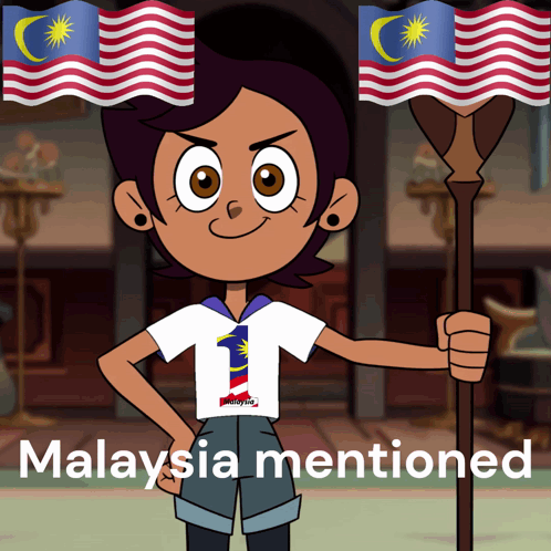 A Cartoon Character With A Malaysia Shirt On GIF