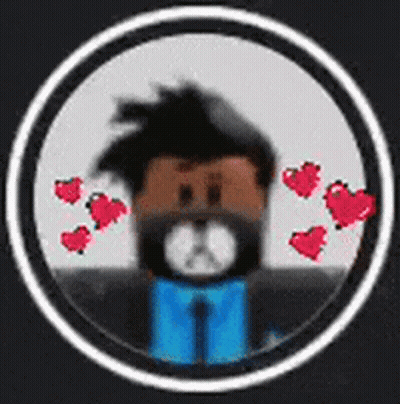 A Cartoon Character With A Mask On His Face Is In A Circle With Hearts Around Him . GIF