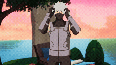 A Cartoon Character With A Mask On His Face Is Standing In Front Of A Body Of Water GIF