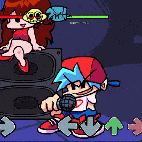 A Cartoon Character With A Microphone And A Score Of -10 GIF
