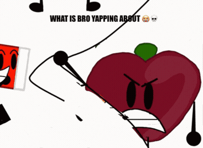 A Cartoon Character With A Microphone And The Words " What Is Bro Yapping About " Below It GIF