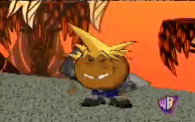 A Cartoon Character With A Mohawk And A Wb Logo On The Bottom Right GIF