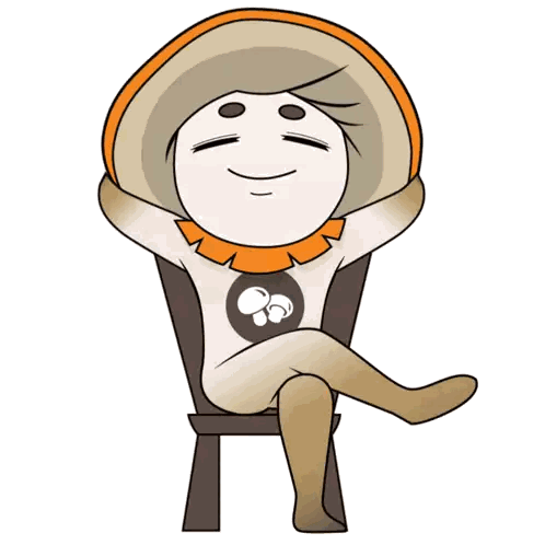 A Cartoon Character With A Mushroom On His Shirt Sits In A Chair Sticker