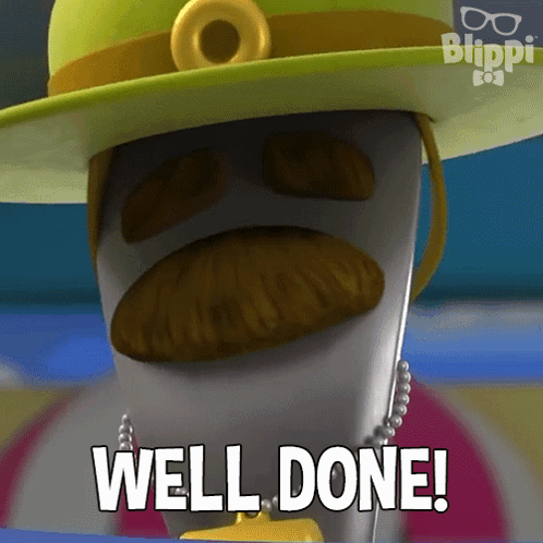 A Cartoon Character With A Mustache And A Hat Says Well Done GIF