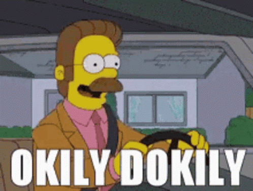 A Cartoon Character With A Mustache Is Driving A Car And Says Okily Dokily GIF
