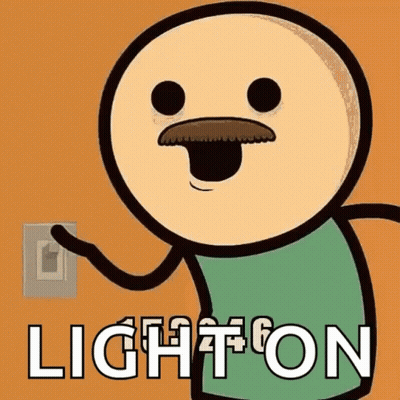 A Cartoon Character With A Mustache Is Holding A Light Switch And Saying Light On . GIF