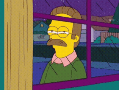 A Cartoon Character With A Mustache Is Looking Out A Window . GIF