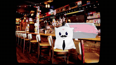 A Cartoon Character With A Mustache Is Sitting At A Bar With A Sign That Says ' Beer ' On It GIF